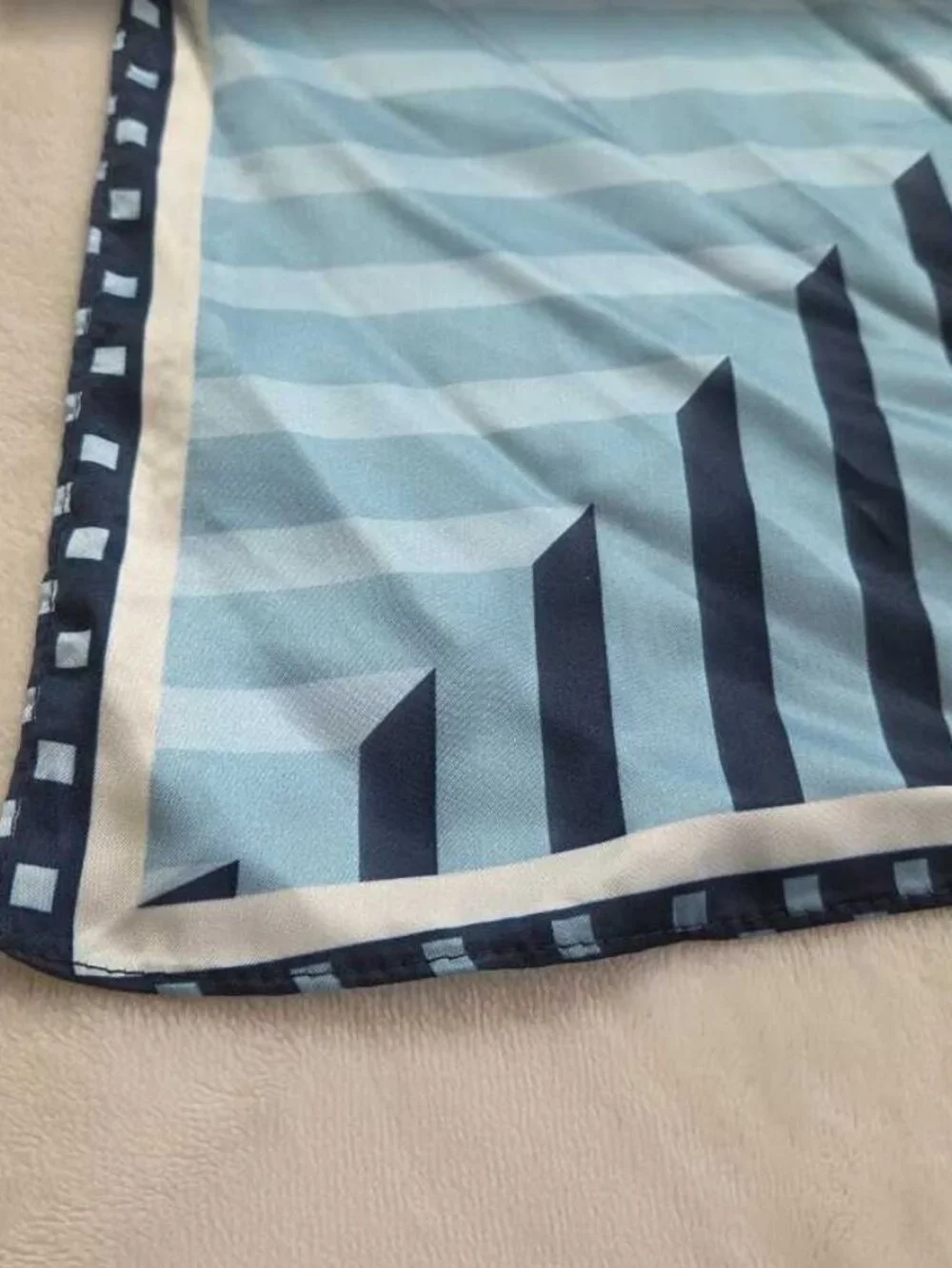 New Anthropologie blue two-tone diagonal stripe scarf